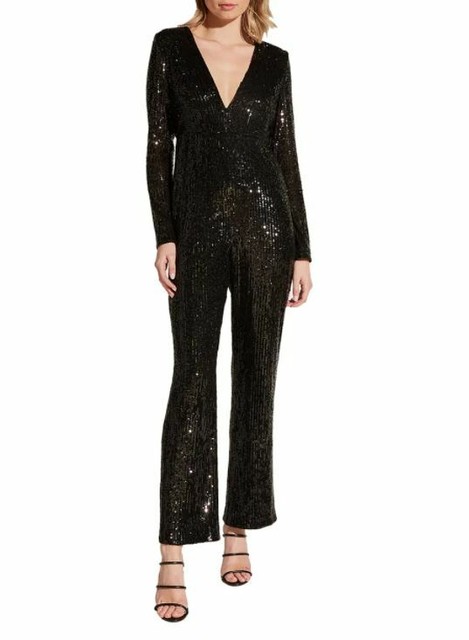 Long Sleeve V Neck Party Jumpsuit Size 