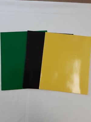 Lot X3 ~ 2 Pocket 3 Hole Punch Paper Portfolio Folders Green, Black & Yellow 