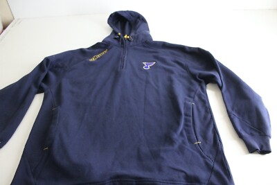 Lee Sport Embroidered Blues Hockey NHL Zippered Hoody SWEATER Large L 