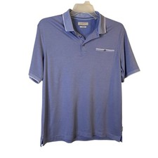 Bugatti Mens Non Iron Cotton Polo Shirt Blue Short Sleeve Size Large Pullover