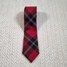 Ingles Buchan 100 Pure New Wool Tie 3.375x57.5" Red Dominant Plaid