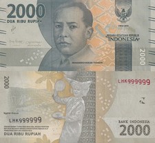 Indonesia 2000 Rupiah 2016/2018 P 155c UNC SOLID 9 - 999999