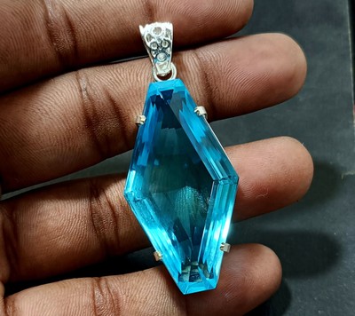 Certified Natural 50 Ct Brazilian Blue FANCY Topaz Pendant Loose Gemstone
