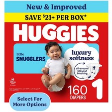 Huggies Little Snugglers Baby Diapers Size 1 8-14 lbs Fragrance Free 160 Ct