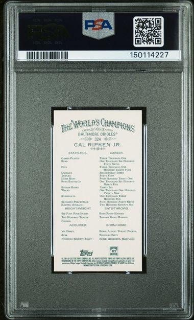 Cal Ripken Jr. 2012 TOPPS A & G MINI #324 PSA 10 GEM MT view 2