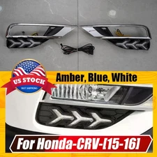 LED DRL Front Bumper Fog Light Lamp Steering Turn Signal For Honda CRV 2015-2016