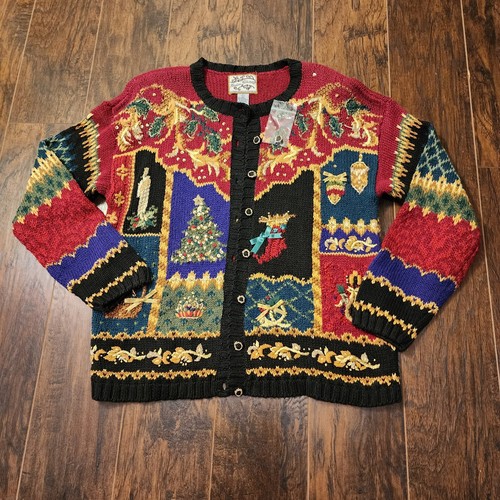 Heirloom Collectibles Vintage Christmas Sweater Cardigan Womens L