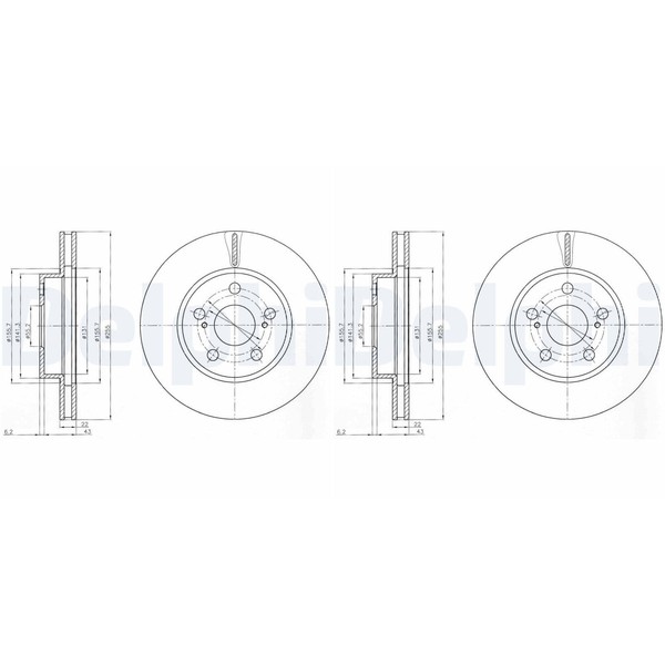 2X Delphi Bremsscheiben 255Mm BelÜFtet Vorne Passend FüR Toyota Prius | BG4269-image