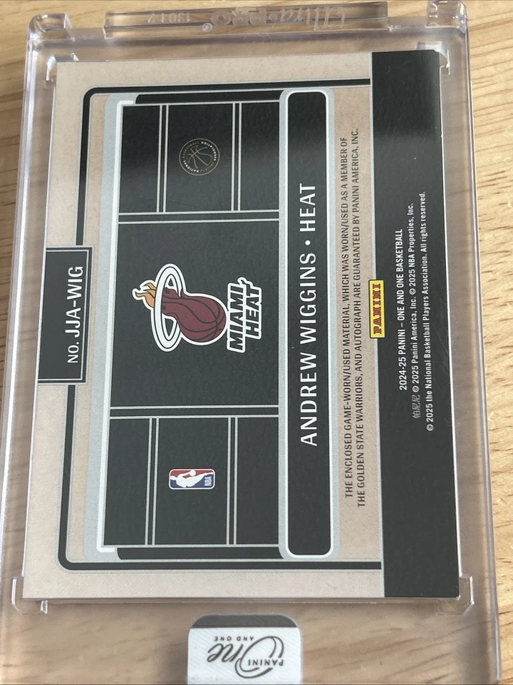 Футболка с автографами Эндрю Уиггинса 2024–25 Panini One & One Jumbo фиолетовая /35 Heat - Изображение 3 из 3