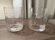TWO Anthropologie The Met x Double Old Fashioned Glasses Limited Edition Clear
