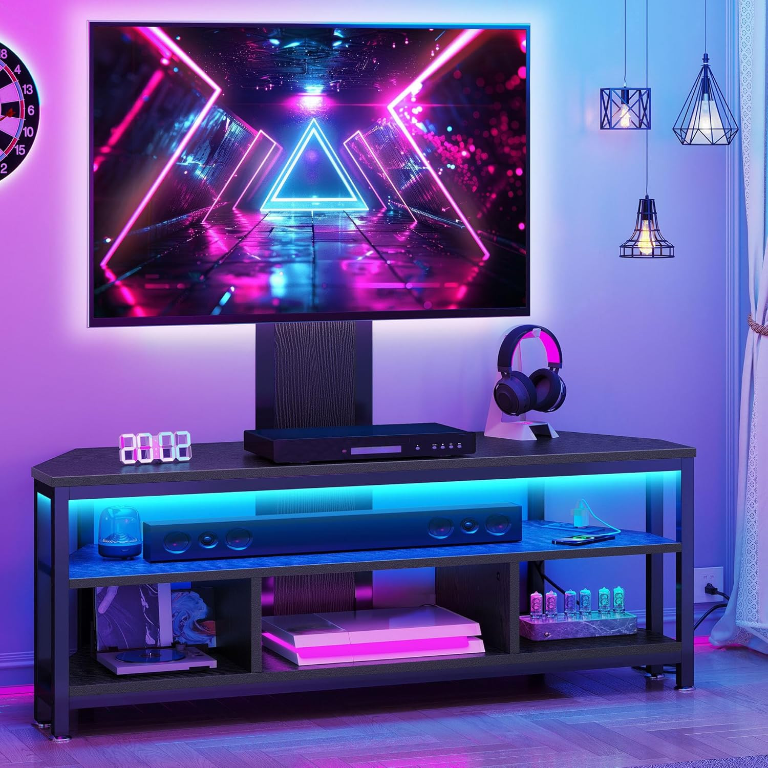 With Mount, Modern Tv Stand For 70/65 Inch Tv Led Entertainm