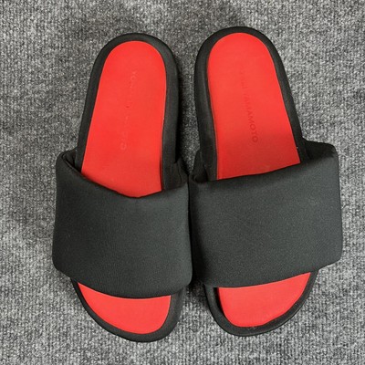 Y-3 Yohji Yamamoto Sandals Shoes Mens Size 9 Black Red Slide Platform Cushioned Adidas Y-3 Slides Yohji Yamamoto Black Red Slide Sandals  main image 3