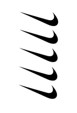 (5) 1.5", 2", or 2.5" Nike Swoosh REVERSE Iron On Decal / FREE SHIP in the US