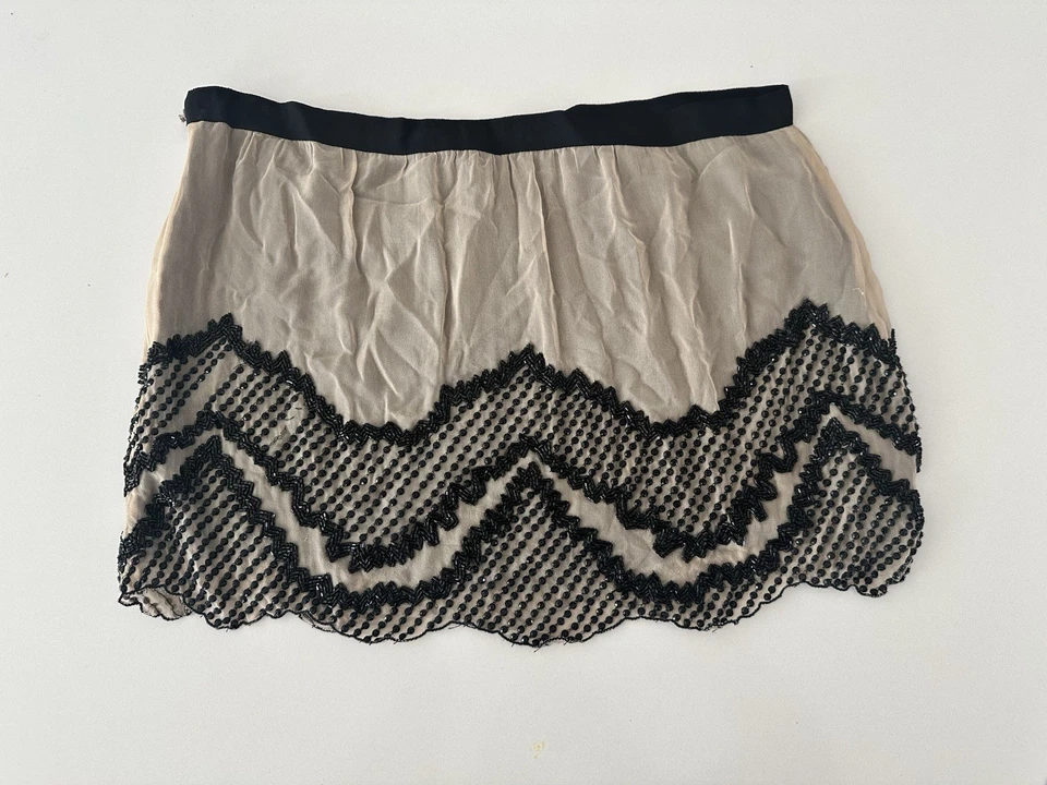 Haute Hip­pie Bead­ed Silk Chif­fon Mi­ni Skirt Ser­e­na Gos­sip Girl Size L - Image 2 of 4