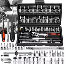 46pc Socket Ratchet Wrench Tool Set | Metric Car Repair Kit Mechanic Tool Set