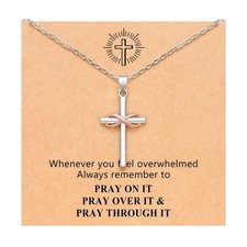 Cross Necklace Christian Jewelry Adult Baptism Gifts for Women Faith Religiou...