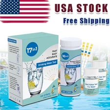 17-in-1 Drinking Water Test Kit 100 Strips + 2 Bacteria Test Kits Tap Well Home