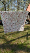 Hand Quilted Patchwork Pattern Pink Green Lap Quilt/Robert Kaufman Fabric