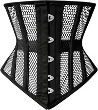 Mesh Underbust Corset Waist Trainer Steel Boned Breathable Cotton Shaper