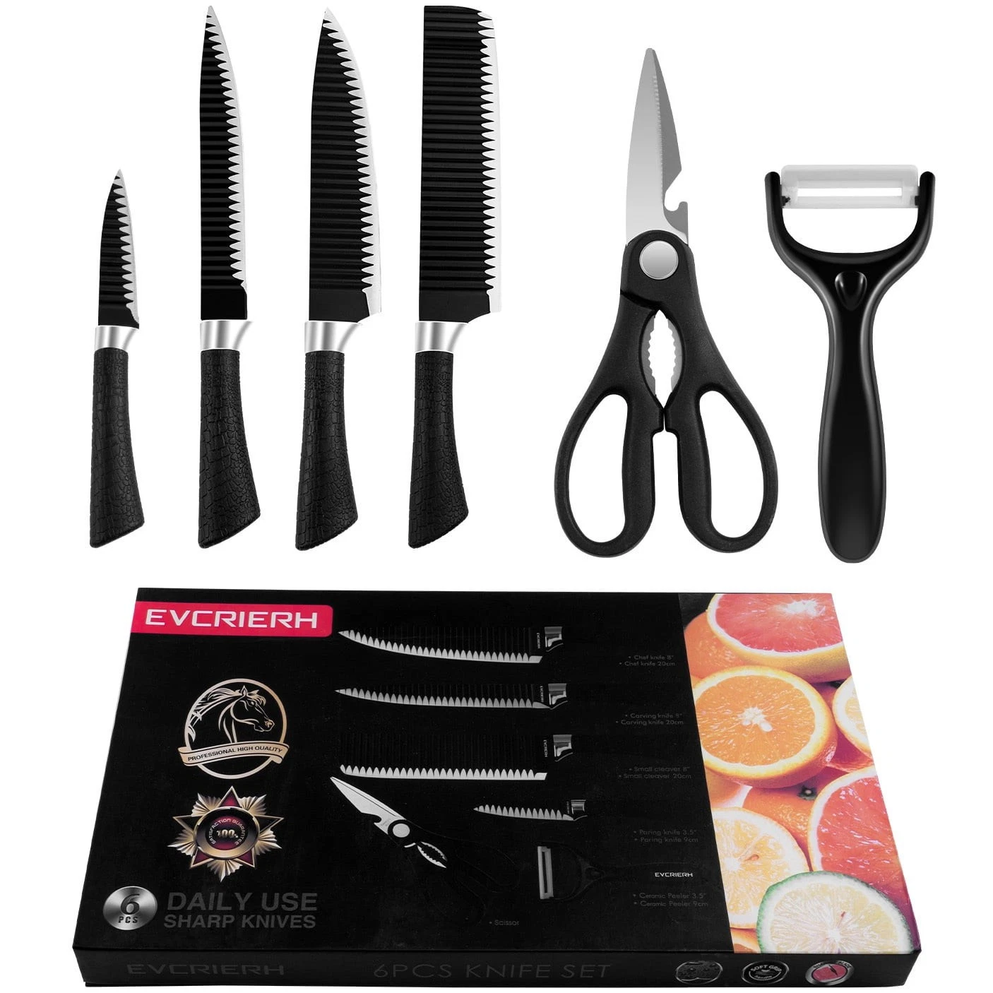 6 PCS Kitchen Knife Set Japanese Damascus Chef Knives Cleaver Set With Gift Box