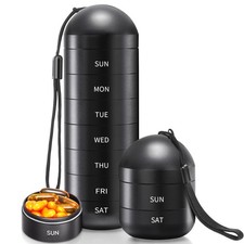 XL Metal Travel Pill Organizer, Extra Large Waterproof Weekly Pill Box, Alumi...