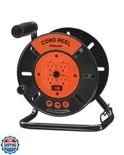 WILAWELS Extension Cord Storage Reel with 4-Grounded Outlets, Heavy Duty Open