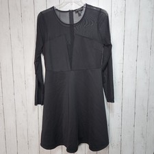 Forever 21+ Women's Black Sheer Top A-Line Mini Fit & Flare Skater Dress Size 2X