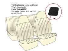 TMI Sitzbezüge vorne + hinten, Vinyl, Schwarz für VW Käfer Cabrio 8`72 - 7`73