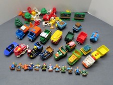 Fisher-Price GeoTrax Train Vehicle Lot w/ Figures Signs Trees No Remotes