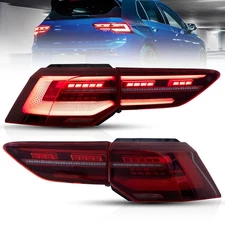 VLAND Red LED Tail Lights for VW Golf MK8 2020-2024 w/Sequential Indicator Pair