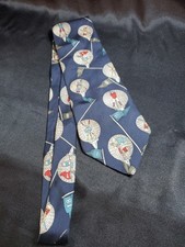Vintage BOSS 100% Silk Made In USA Navy with Golfing Theme