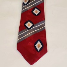 John Henry Mens Burgundy Striped  Spotted Necktie 51 x 4 Tie 100 Silk Made USA