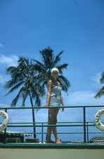 Miami Beach Florida 1957 Raleigh Hotel Girl on Diving Board Red Kodachrome Slide