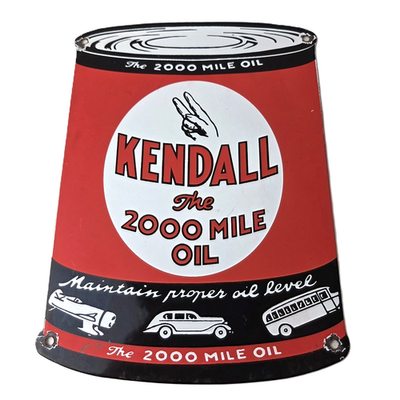#ad #ad Vintage Kendall Motor Oil Sign Motor Oil Bucket Quart Can Gas Porcelain Sign $137.37