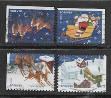 SANTA & SLEIGH #4712-4715 Used US postage stamp Set