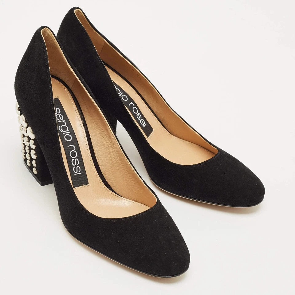 Zapatos de salón Sergio Rossi de gamuza negros con tachuelas talla 36 Foto 4 de 4