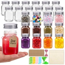 25 Pack 2 oz Mason Jars with Silver Lids Small Glass Clear-2oz-25pcs