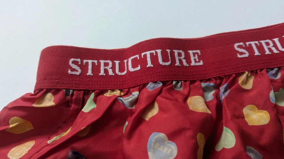Vintage Structure Men's SILK BOXER SHORTS Sz MEDIUM 32-34 Hearts Red Hot NWOT - Image 4 of 4