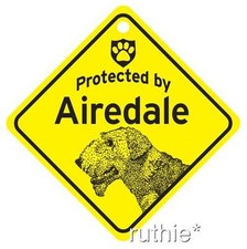 Protected by Airedale Dog Window Sign Made in USA 5 1/2 x 5 1/2