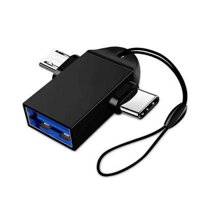 3-in-1 OTG USB 3.0 Female to USB 3.1 Type C & Micro-B Male Adapter Converter