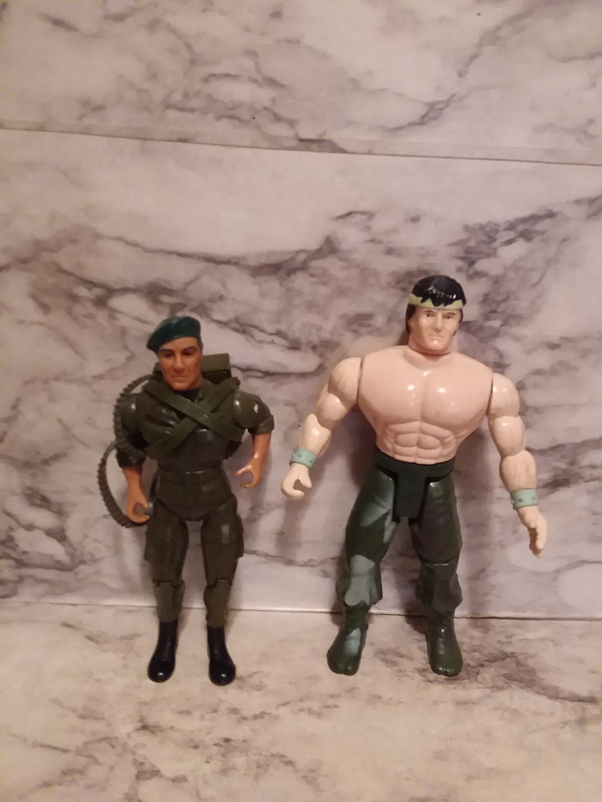 2 Vntg 1985 John RAMBO & Colonel TRAUTMAN w/ Ammo Pack Movie Action ...