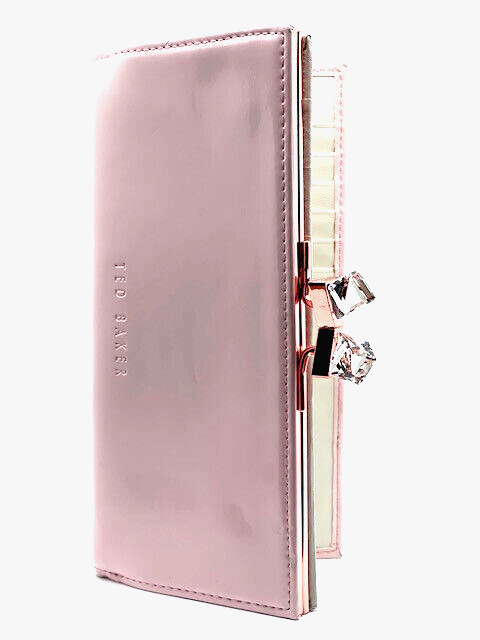 NWT TED BAKER London Light Pink Patent Crystal Popper Purse 