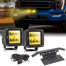 Bull Bar License Plate Bracket 3 Amber Led Light Kit For Ford F150 F250 F-350