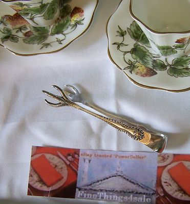 SUPERB ENGLISH SHEFFIELD SILVER EDWARDIAN AGE SUGAR SERVING TONGS - NO MONOS
