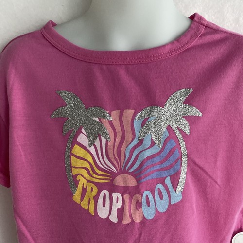 Girl's Bmagical 2-pc Pink Tropicool Pajama Set Size 4/5 Shorts & Tee Rainbows - Picture 2 of 13