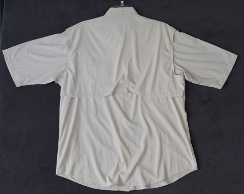 Bimini Bay Shirt Mens Med. Beige Short Sleeve Button Back Vented Fishing Nylon - Picture 7 of 11