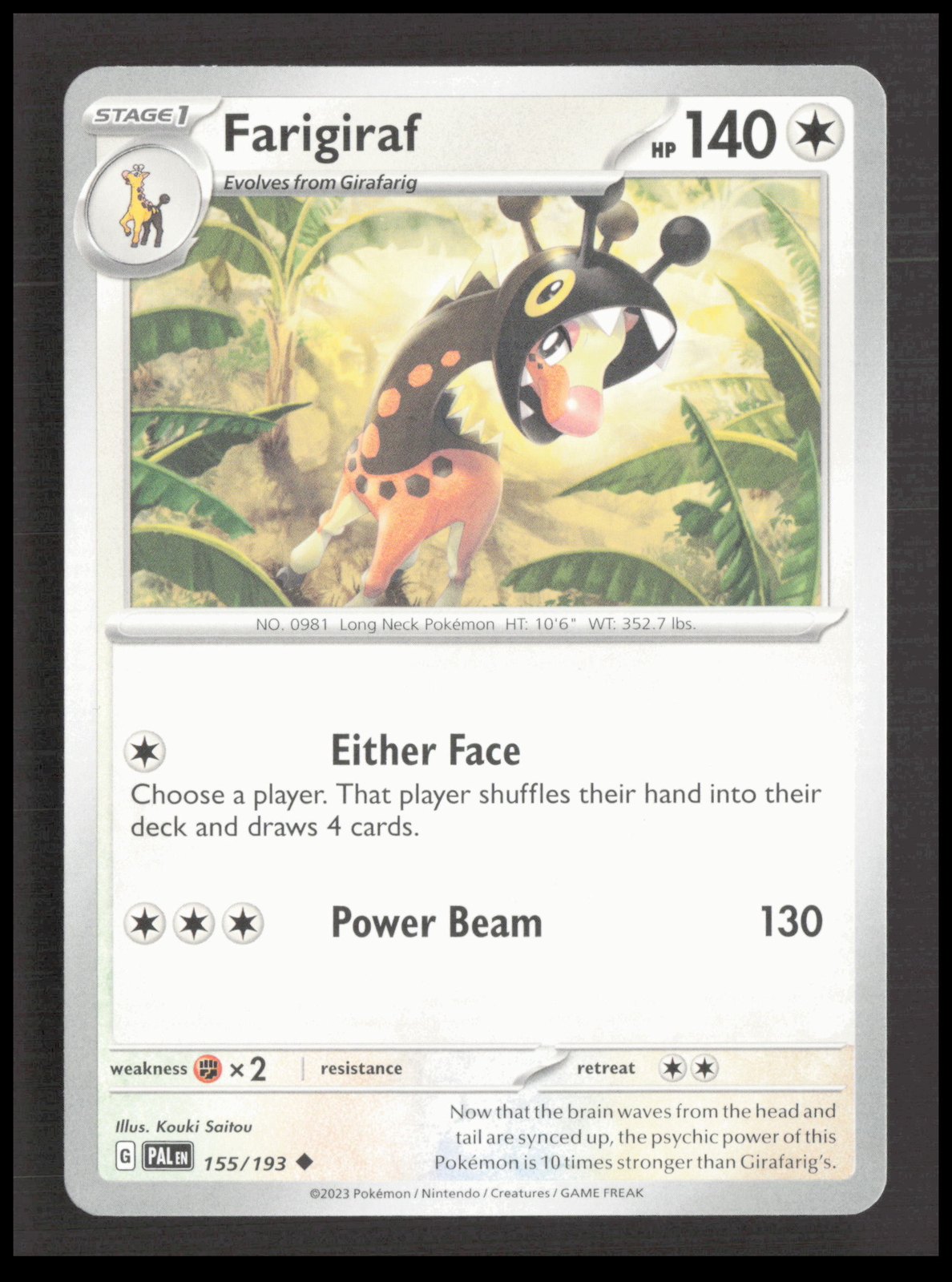 Farigiraf 155/193 Uncommon SV02: Paldea Evolved Pokemon tcg Card CB-1-3-C-35