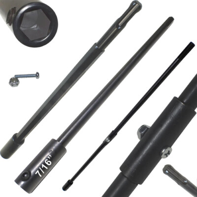 SDS Plus Male Only Hole Saw Extension to 1/2'' (7/16) Hex - 22 in Long Deep Holes