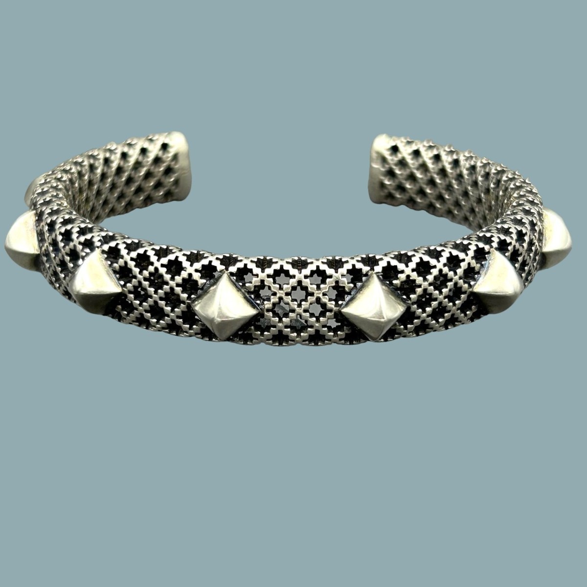 Gucci Diamantissima Blackened Sterling Silver Cuff Bracelet