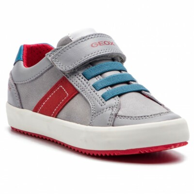Geox Kid's Alonisso Low Top Grey/Red Sneaker J922CC 0CL85 C0051